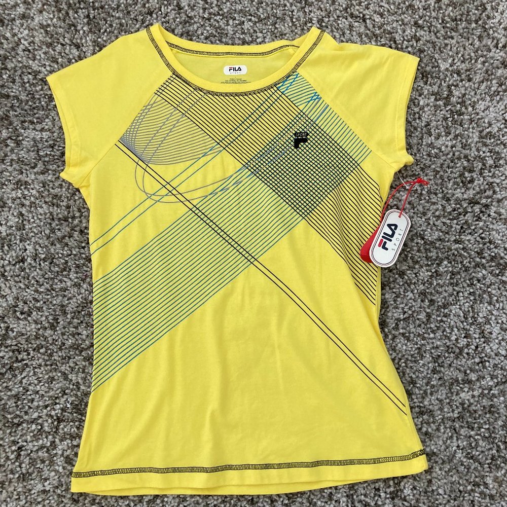 Women's Retro Vintage Yellow Fila T-Shirt (size Large L) New With Tags
